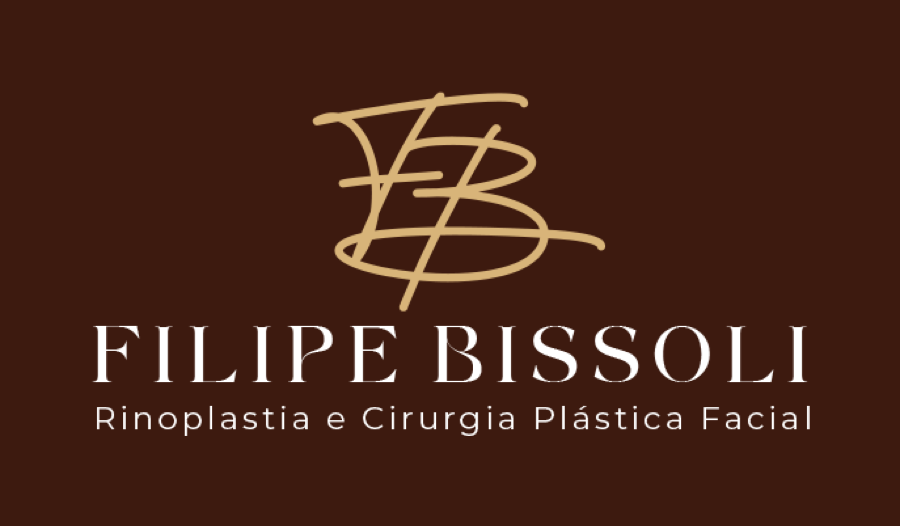 Marca do Dr. Filipe Bissoli: monograma FB em dourado sobre marrom, com o logotipo abaixo