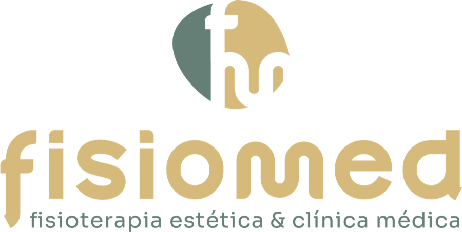 Marca FISIOMED na versão vertical, símbolo acima do logotipo