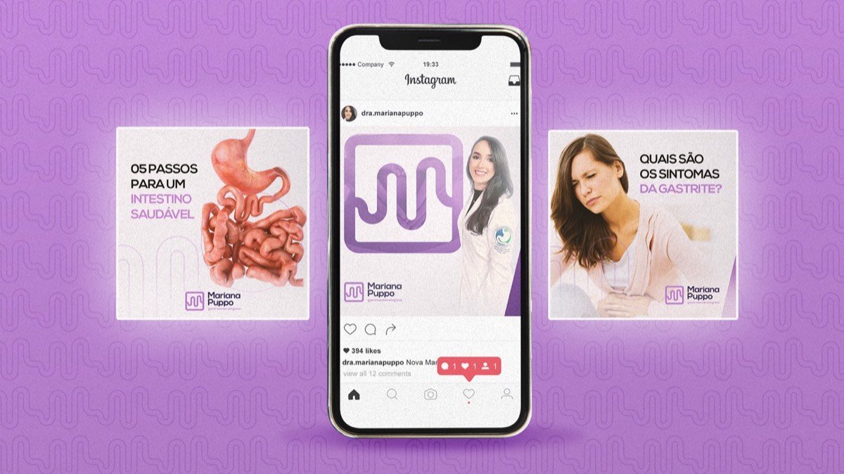 Peças de conteúdo educativo no Instagram da Dra. Mariana Puppo