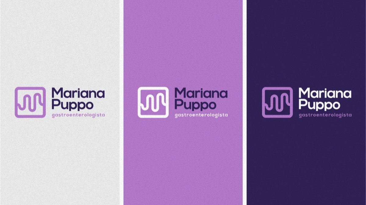 Marca da Dra. Mariana Puppo em três versões de cor
